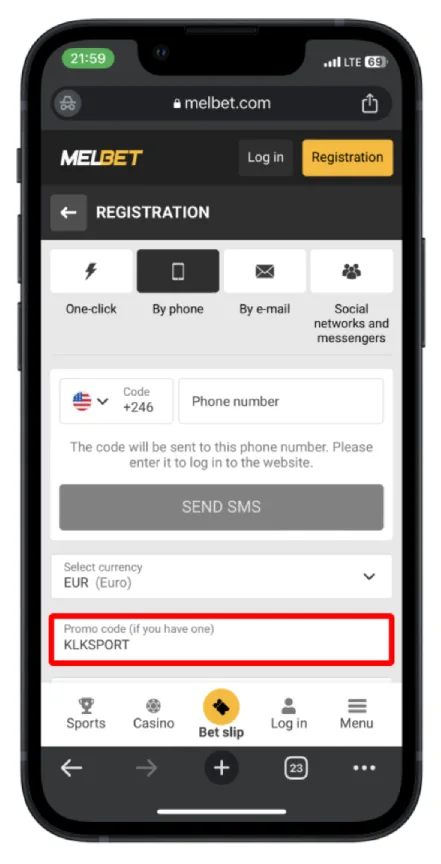 melbet enter promo code in mobile app